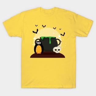 Halloween card with cauldron & owl T-Shirt